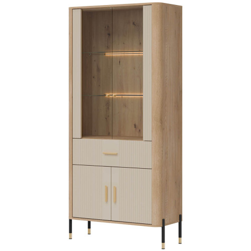 Фото вітрини DANTE DT14 LIVEO дуб кремона торро / кашемір / золоті ручки