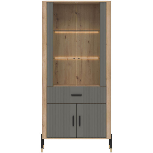 Фото вітрини DANTE DT14 LIVEO дуб кремона торро / сірий / чорні ручки – вигляд спереду