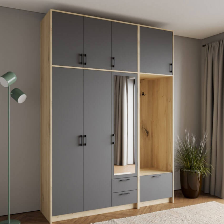 Шафа в передпокій з дзеркалом та антресоллю Ронді Дорос: зручне рішення для сучасного інтер’єру