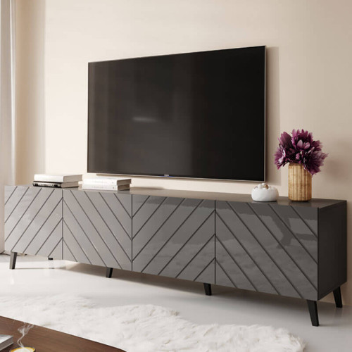 Фото тумбы ТВ 200 ABETO CAMA MEBLE графит / графит глянец