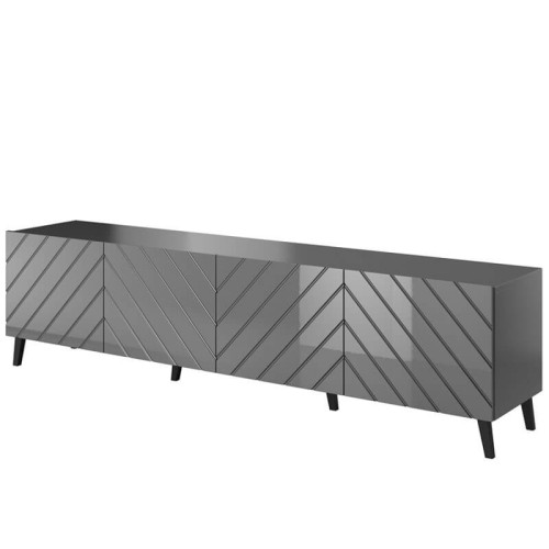 Фото тумбы ТВ 200 ABETO CAMA MEBLE графит / графит глянец – вид сбоку