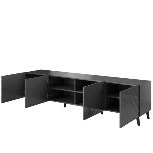 Фото тумбы ТВ 200 ABETO CAMA MEBLE графит / графит глянец – наполнение