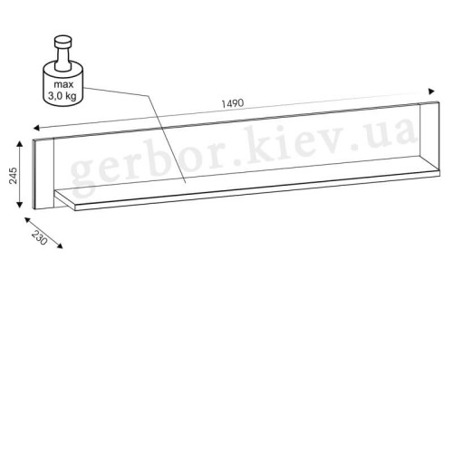 Фото полки YORK Y10 BOGFRAN – схема с размерами