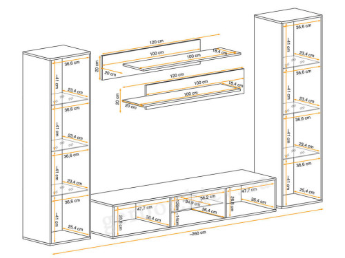 Фото гостиной FLY O2 ASM MEBLE – схема с внутренними размерами