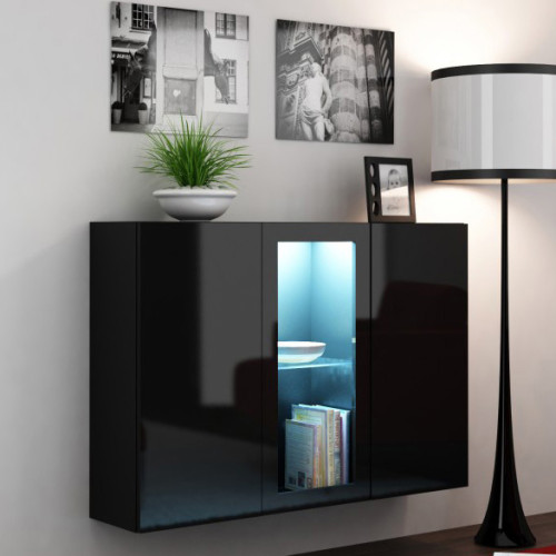 Фото навесного комода VIGO CAMA MEBLE черный / черный глянец