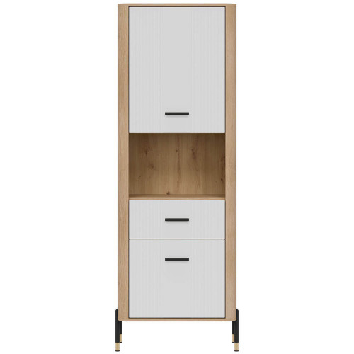 Фото стелажу DANTE DT15 LIVEO дуб кремона торро / білий / чорні ручки – вигляд спереду