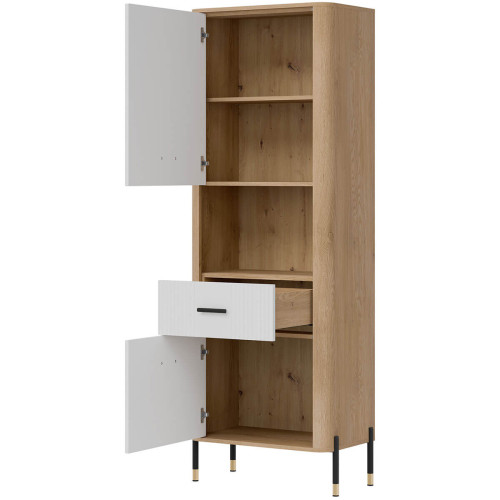 Фото стелажу DANTE DT15 LIVEO дуб кремона торро / білий / чорні ручки – наповнення