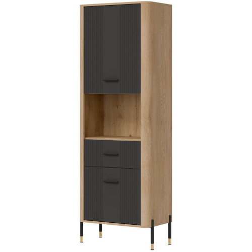 Фото стелажу DANTE DT15 LIVEO дуб кремона торро / антрацит / чорні ручки