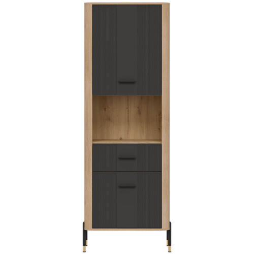 Фото стелажу DANTE DT15 LIVEO дуб кремона торро / антрацит / чорні ручки – вигляд спереду