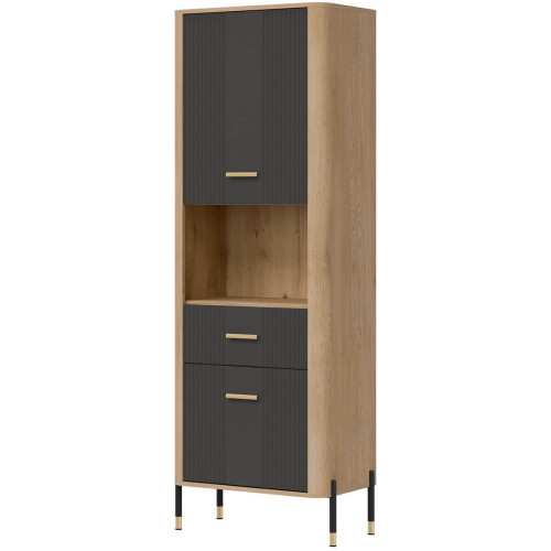 Фото стелажу DANTE DT15 LIVEO дуб кремона торро / антрацит / золоті ручки