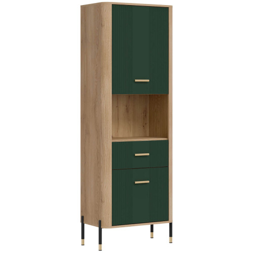 Фото стелажу DANTE DT15 LIVEO дуб кремона торро / зелений / золоті ручки – вигляд сбоку