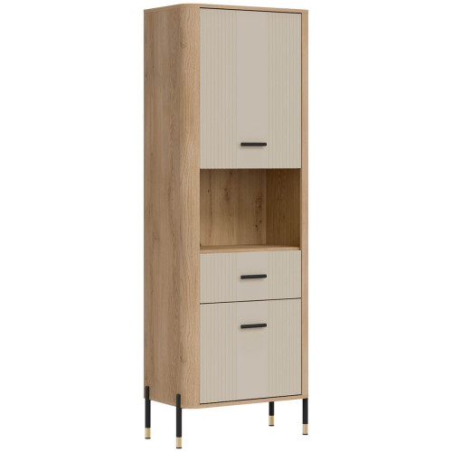 Фото стелажу DANTE DT15 LIVEO дуб кремона торро / кашемір / чорні ручки – вигляд збоку