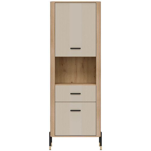 Фото стелажу DANTE DT15 LIVEO дуб кремона торро / кашемір / чорні ручки – вигляд спереду