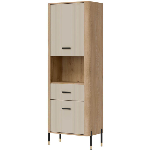 Фото стелажу DANTE DT15 LIVEO дуб кремона торро / кашемір / чорні ручки