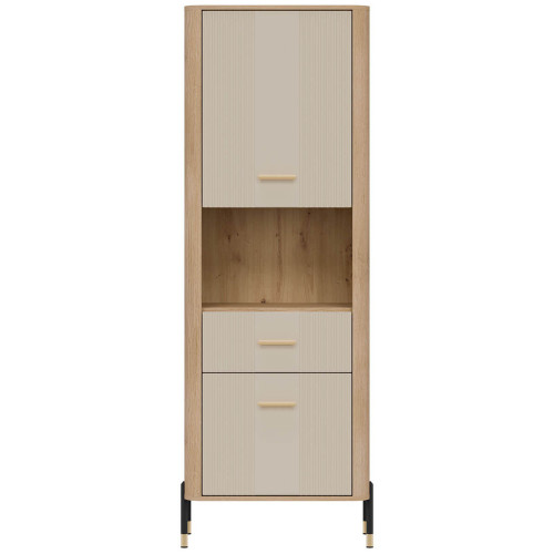 Фото стелажу DANTE DT15 LIVEO дуб кремона торро / кашемір / золоті ручки – вигляд спереду