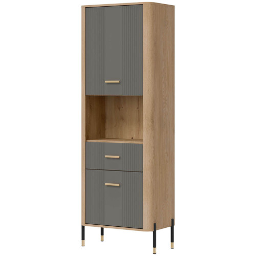 Фото стелажу DANTE DT15 LIVEO дуб кремона торро / сірий / золоті ручки