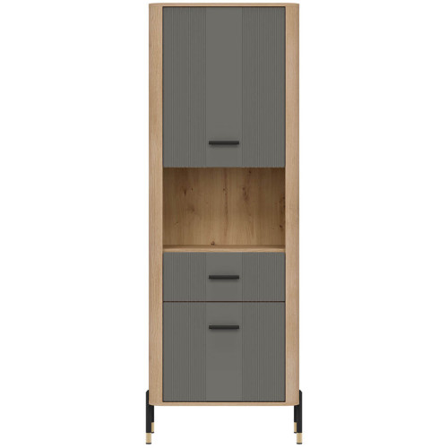 Фото стелажу DANTE DT15 LIVEO дуб кремона торро / сірий / чорні ручки – вигляд спереду