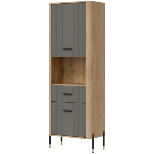 Фото стелажу DANTE DT15 LIVEO дуб кремона торро / сірий / чорні ручки