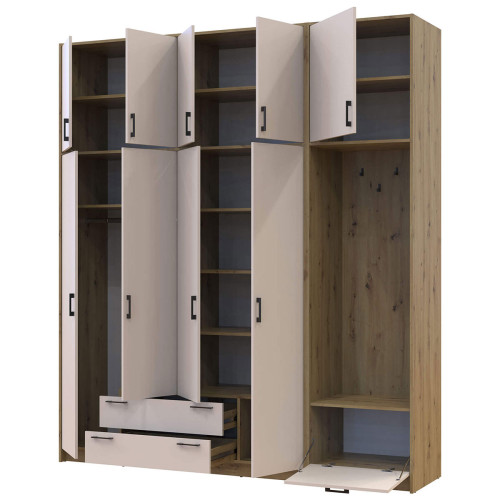 Фото шафи 4 ДСП з вішалкою та високою антресоллю РОНДІ  ДОРОС (DOROS) 220х52х260 дуб артизан / кашемір – наповнення