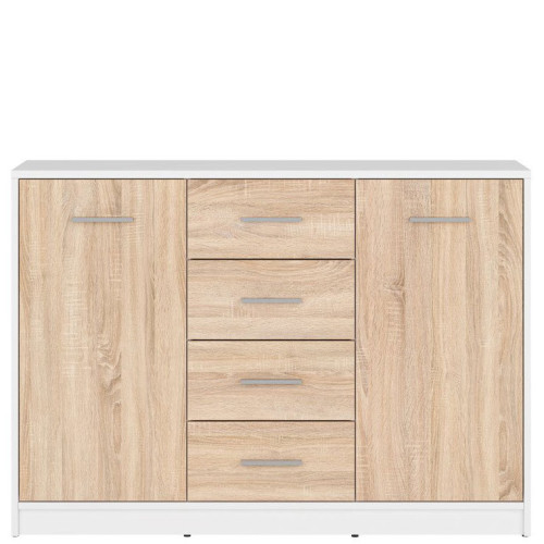 Фото комода NEPO PLUS KOM2D4S BRW белый / дуб сонома - вид спереди