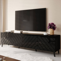 ABETO 200 CAMA MEBLE Тумба ТВ черный / черный глянец ABETO 200 CAMA MEBLE Тумба ТВ черный / черный глянец