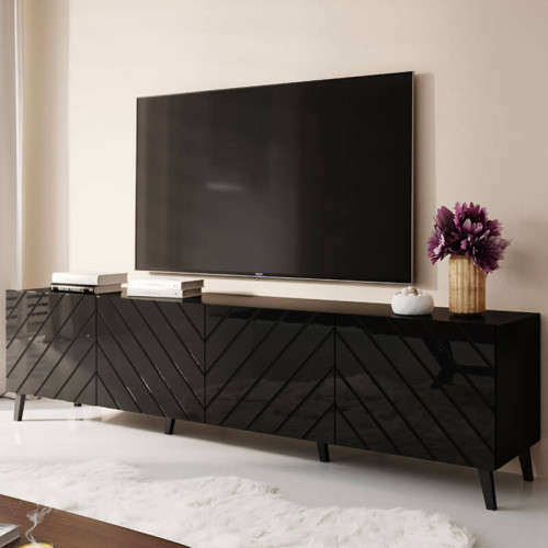 Фото тумбы ТВ 200 ABETO CAMA MEBLE черный / черный глянец