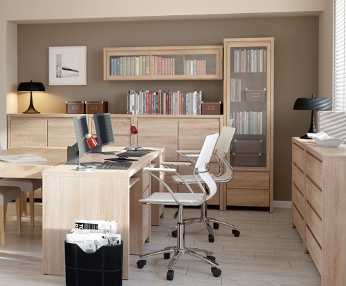 Фото письмового столу КАСПІАН сонома BIU1D1S БРВ ВМК в інтер'єрі кабінету