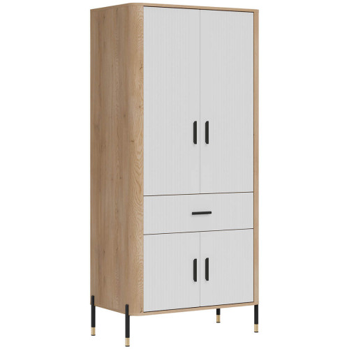 Фото шафи DANTE DT16 LIVEO дуб кремона торро / білий / чорні ручки – вигляд збоку