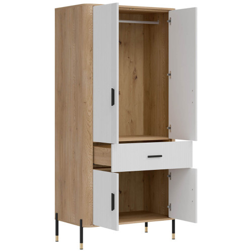 Фото шафи DANTE DT16 LIVEO дуб кремона торро / білий / чорні ручки – вигляд збоку наповнення