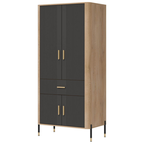 Фото шафи DANTE DT16 LIVEO дуб кремона торро / антрацит / золоті ручки