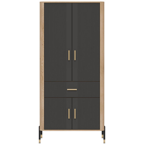 Фото шафи DANTE DT16 LIVEO дуб кремона торро / антрацит / золоті ручки – вигляд спереду