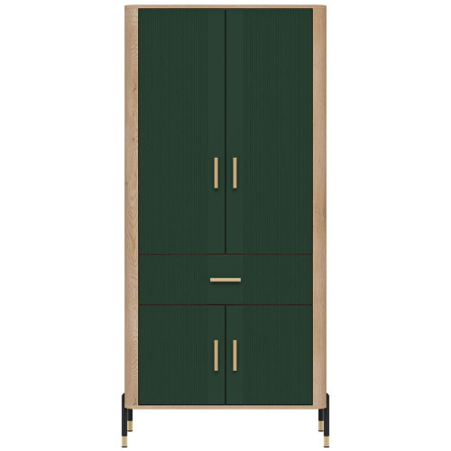 Фото шафи DANTE DT16 LIVEO дуб кремона торро / зелений / золоті ручки – вигляд спереду