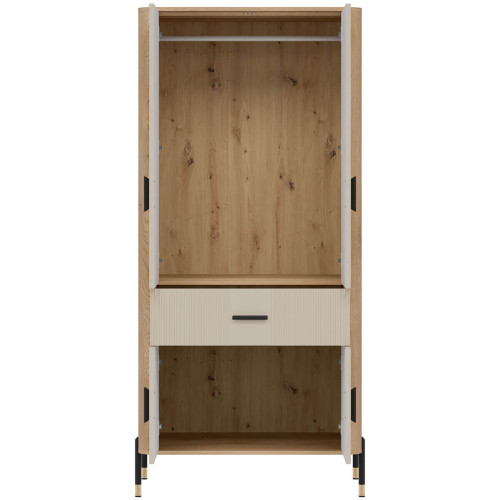 Фото шафи DANTE DT16 LIVEO дуб кремона торро / кашемір / чорні ручки – вигляд спереду наповнення