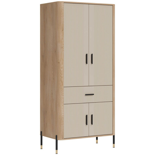 Фото шафи DANTE DT16 LIVEO дуб кремона торро / кашемір / чорні ручки – вигляд збоку