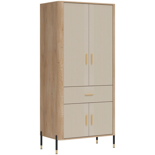 Фото шафи DANTE DT16 LIVEO дуб кремона торро / кашемір / золоті ручки – вигляд збоку