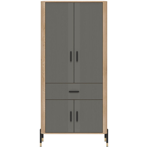 Фото шафи DANTE DT16 LIVEO дуб кремона торро / сірий / чорні ручки – вигляд спереду