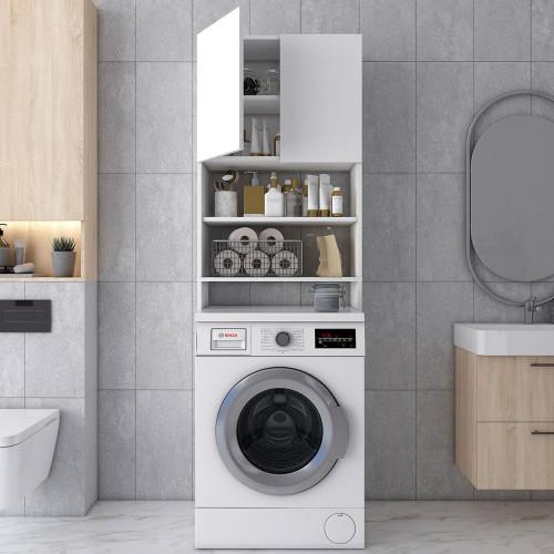 Фото білої шафи для пральної машини ЛОЛА МІНІ ДОРОС (DOROS) в інтер'єрі