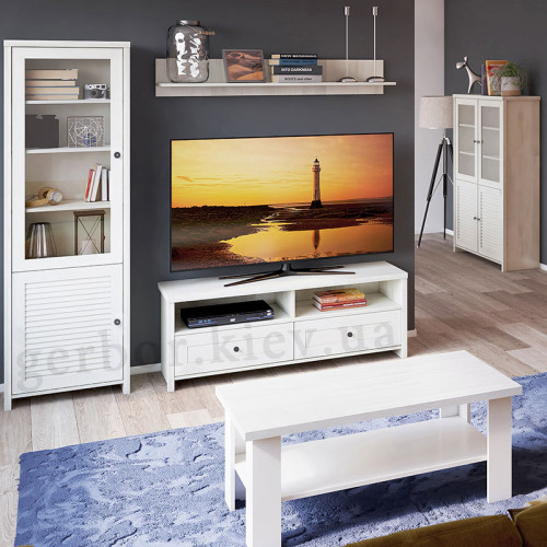 Фото полки POL 140 INES VMV Holding сосна норвежская в интерьере гостиной