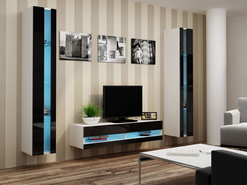 Фото комплекта мебели для гостиной VIGO CAMA MEBLE New 12 белый / черный глянец