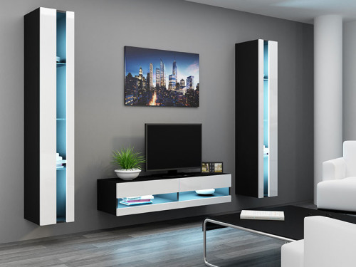 Фото комплекта мебели для гостиной VIGO CAMA MEBLE New 12 черный / белый глянец