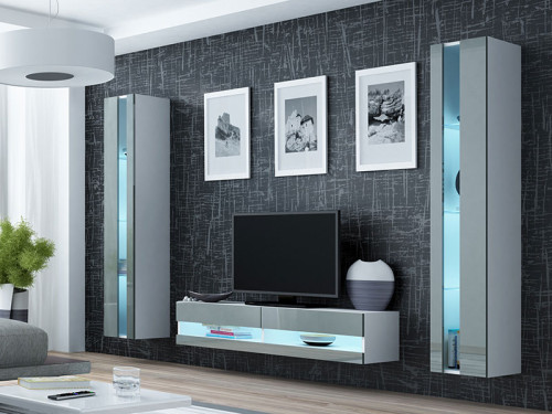 Фото комплекта мебели для гостиной VIGO CAMA MEBLE New 12 белый / серый глянец