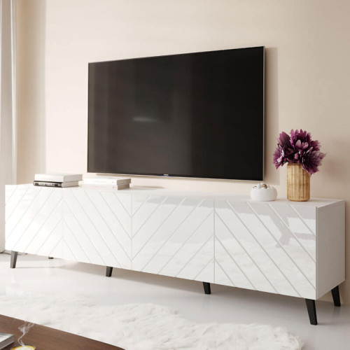 Фото тумбы ТВ 200 ABETO CAMA MEBLE белый / белый глянец