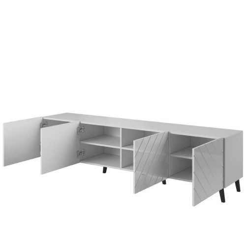 Фото тумбы ТВ 200 ABETO CAMA MEBLE белый / белый глянец – наполнение