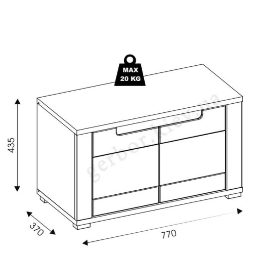 Фото тумбы для обуви YORK Y12 BOGFRAN – схема с размерами