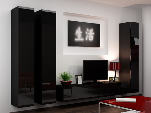 Фото комплекта мебели для гостиной VIGO 1 CAMA MEBLE черный / черный глянец