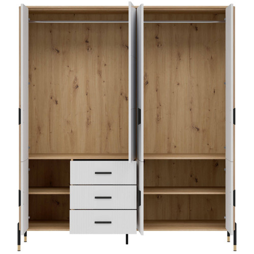 Фото шафи DANTE DT17 LIVEO дуб кремона торро / білий / чорні ручки – вигляд спереду наповнення