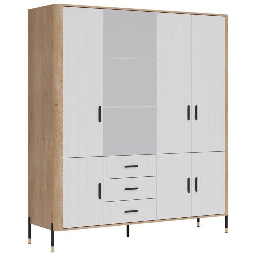 Фото шафи DANTE DT17 LIVEO дуб кремона торро / білий / чорні ручки – вигляд збоку