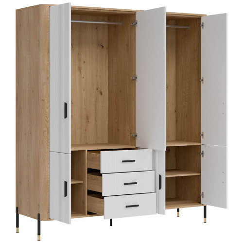 Фото шафи DANTE DT17 LIVEO дуб кремона торро / білий / чорні ручки – вигляд збоку наповнення