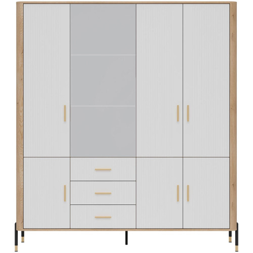 Фото шафи DANTE DT17 LIVEO дуб кремона торро / білий / золоті ручки – вигляд спереду