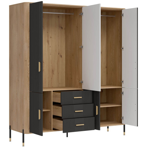 Фото шафи DANTE DT17 LIVEO дуб кремона торро / антрацит / золоті ручки – вигляд збоку наповнення